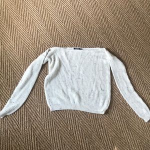 WHITE CABLE KNIT MISSGUIDED SWEATER